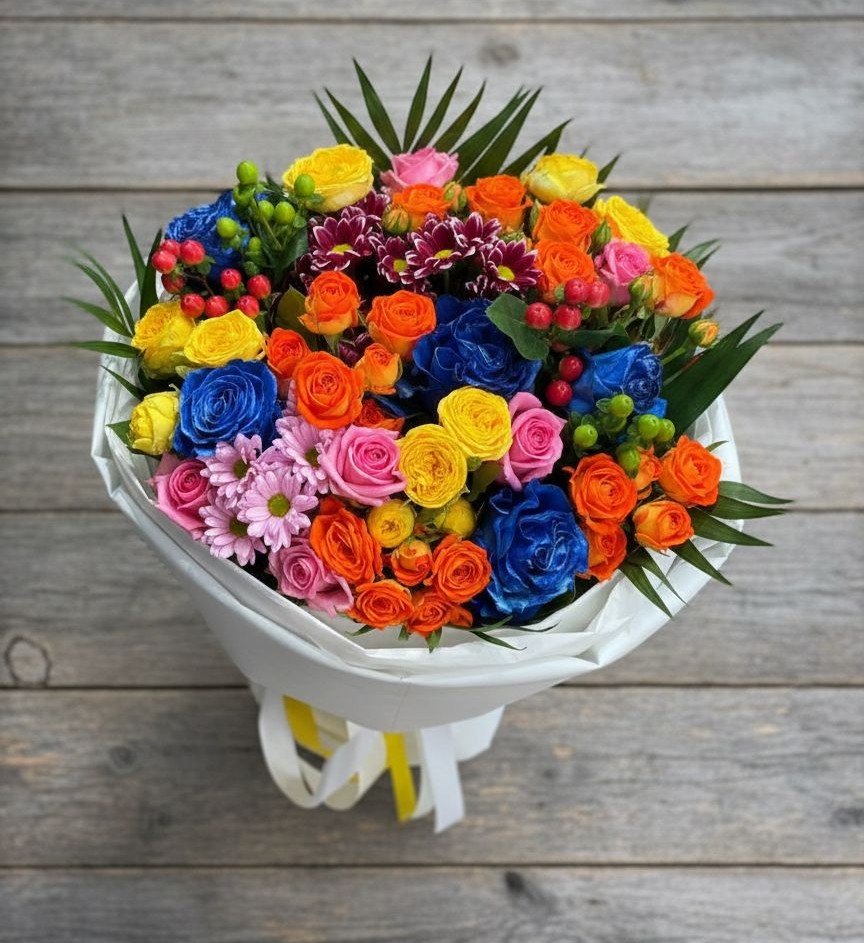 Букет цветов из: Розы и Хризантемы в Калниболотской