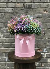 Цветочная композиция из Гипсофила и Розы в шляпной коробке в Калниболотской