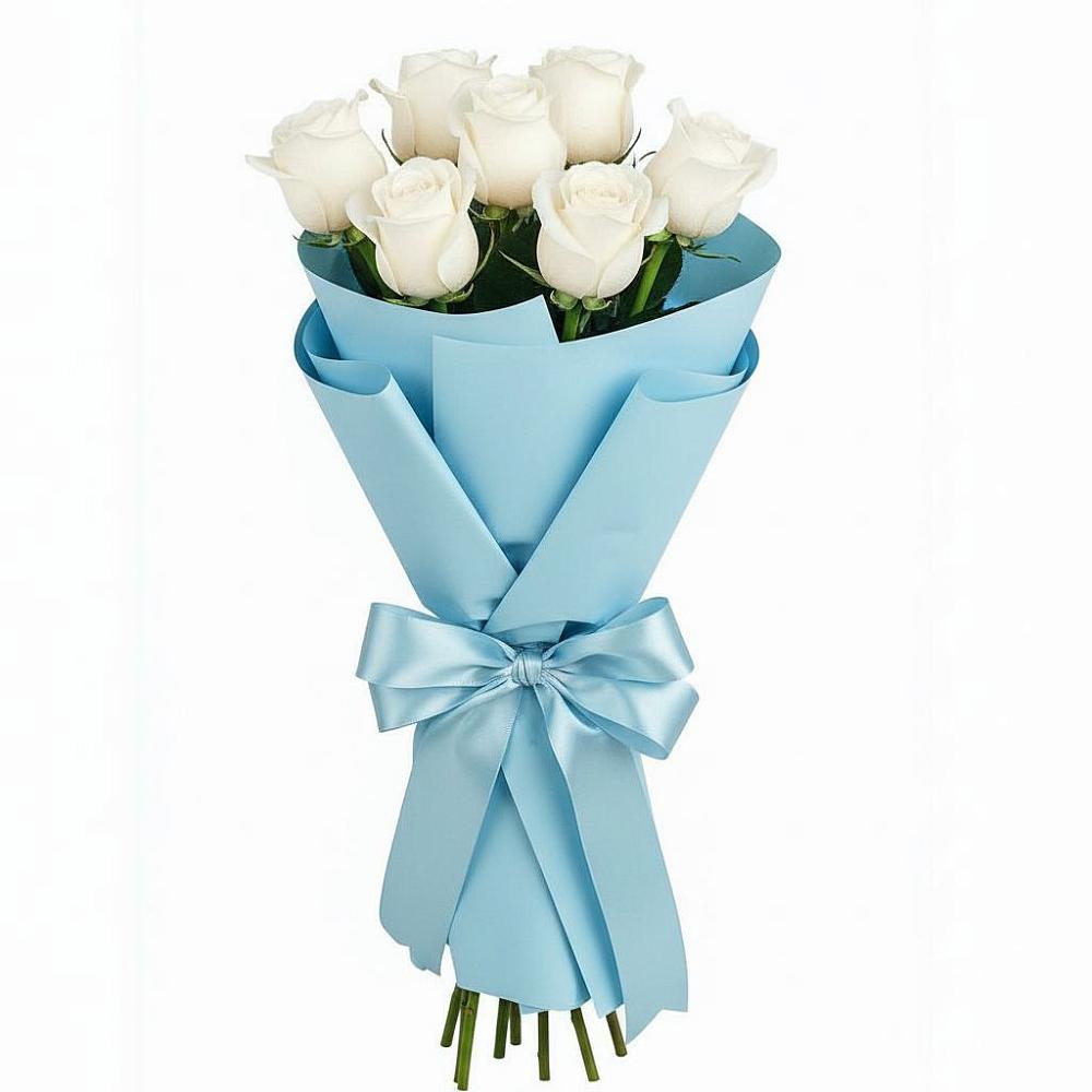 Букет 7 белых роз Проуд в Калниболотской