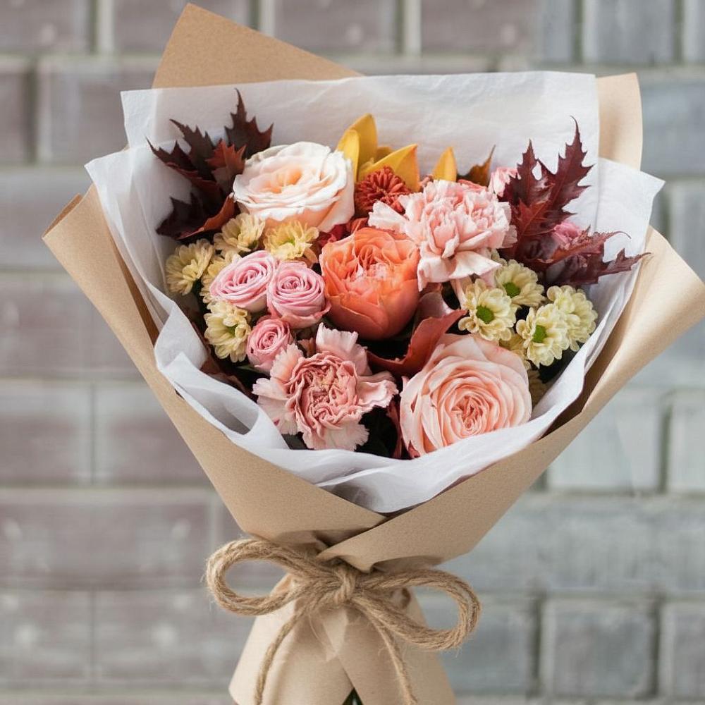 Букет цветов из: Гвоздики, Хризантемы и Розы в Калниболотской