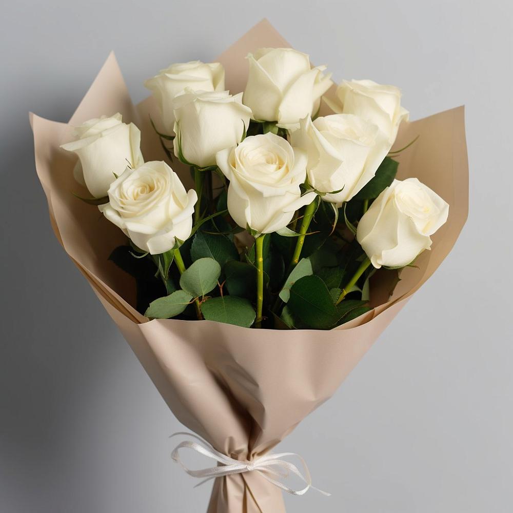 Букет 9 Белых роз Эдлесс Лав в Калниболотской