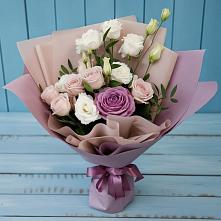 Букет цветов из:  Розы и Лизиантусы в Калниболотской