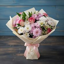 Букет цветов из:  Хризантемы, Альстромерии и Розы в Калниболотской