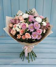 Букет цветов из:  Хризантемы, Розы и Альстромерии в Калниболотской