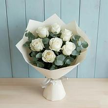 Букет Белые розы в Эвкалипте #REPLACE_PRED# Калниболотской