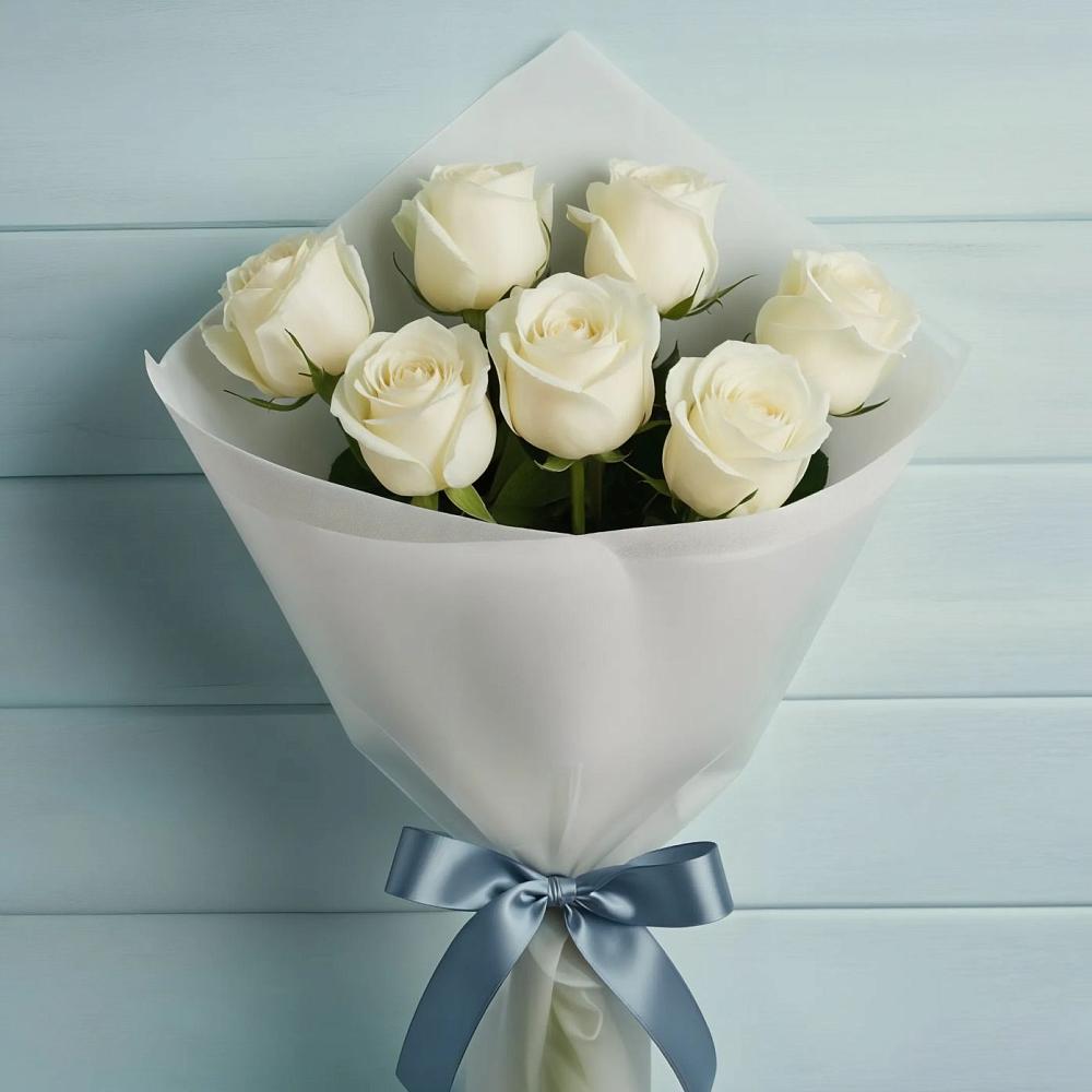 Букет 7 Белых роз Эдлесс Лав в Калниболотской